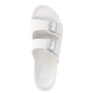 Steve Madden NYC Bling Sandals White Rhinestone Size 8 Slides Buckle New NWT